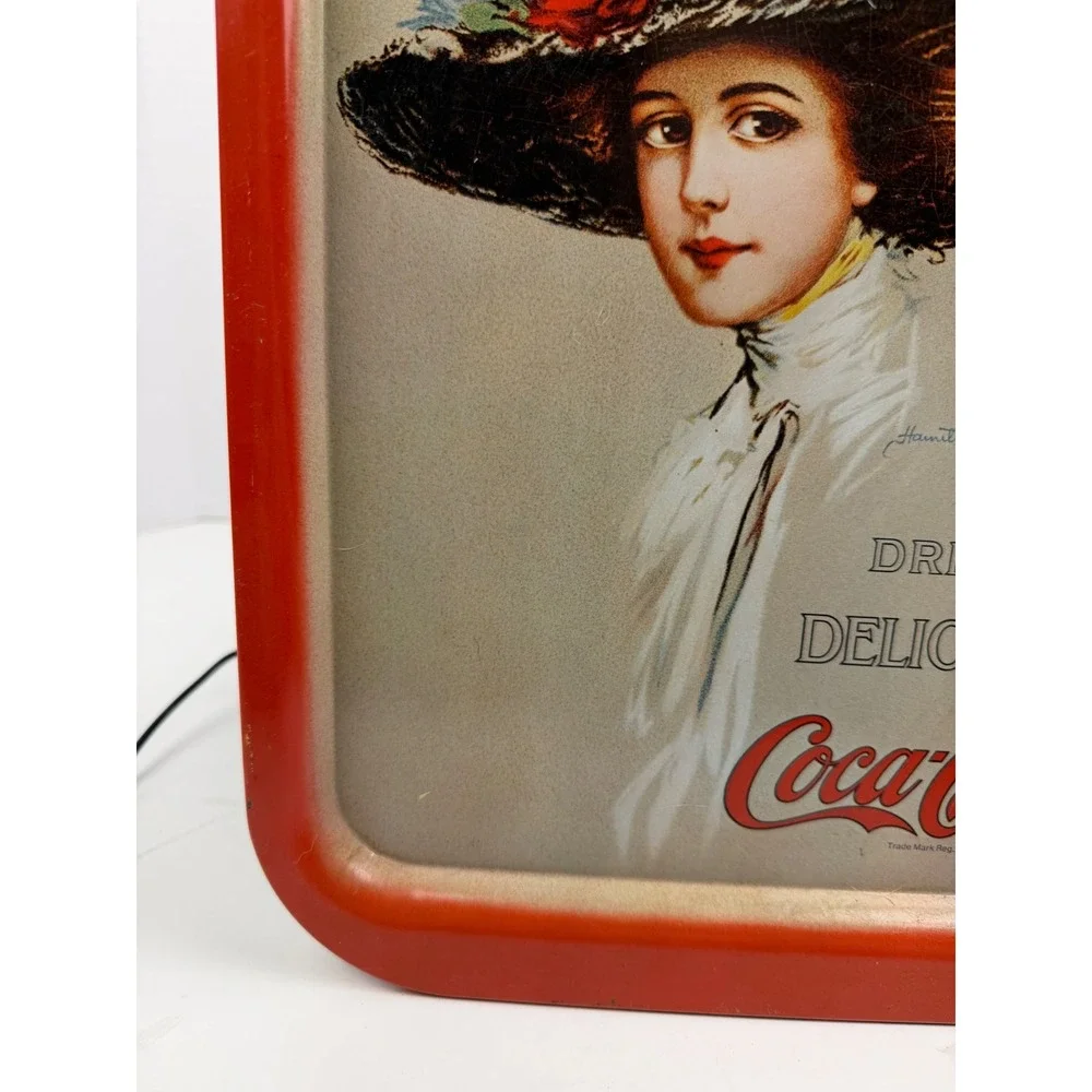Vintage 1970s Coca-Cola Metal‎ Serving Tray Hamilton King Girl Red Advertising